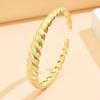 18K Gold Vacuum-Plated Twisted Cable Knit Open Cuff Bangle for Women