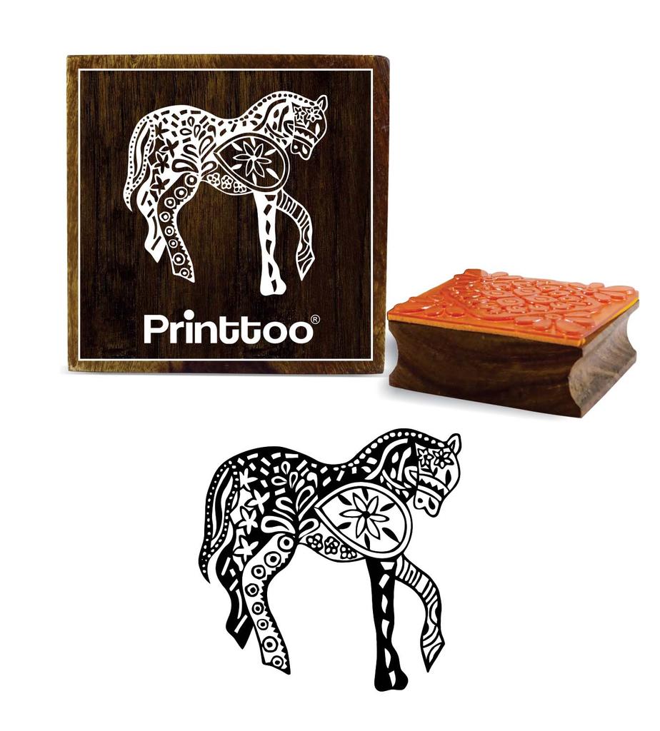 Printtoo Diary Card Horse Design Square Block Scarp-Booking Wooden Rubber Stamp-2 x 2