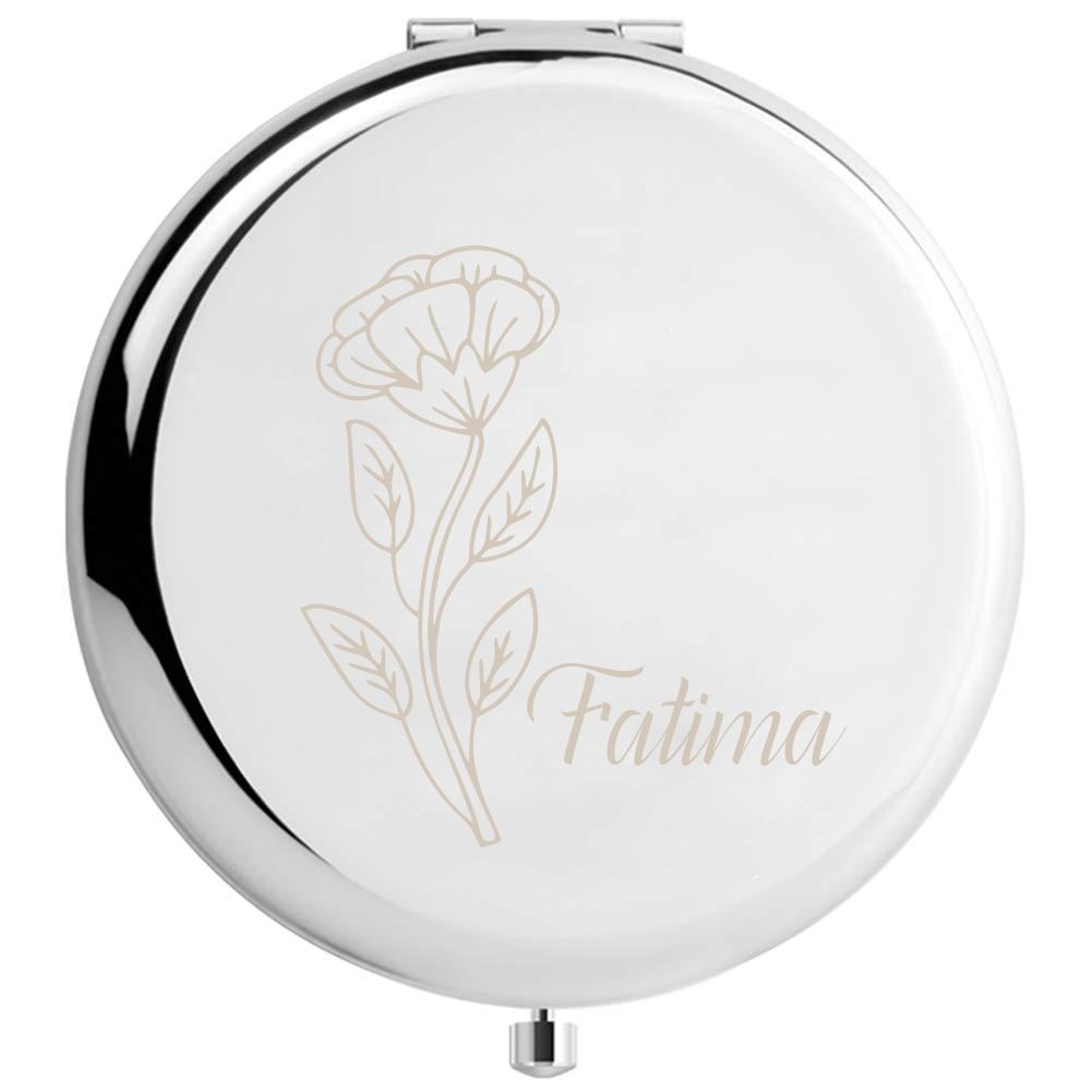 1 шт. Мультяшные цветущие цветы Персонализированный текст Складное зеркало Карманное зеркало Круглое зеркало Подарки для подружек невесты JZ-Y-Sliver-P1109