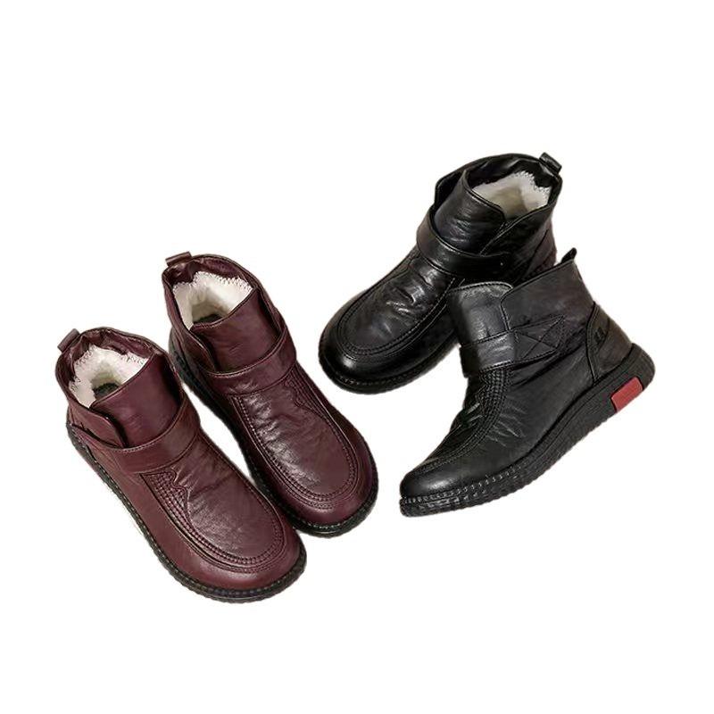 Snow Boots Women's Winter Velvet Thickened Warm Cotton Shoes Comfortable Soft-soled Grandma Shoes