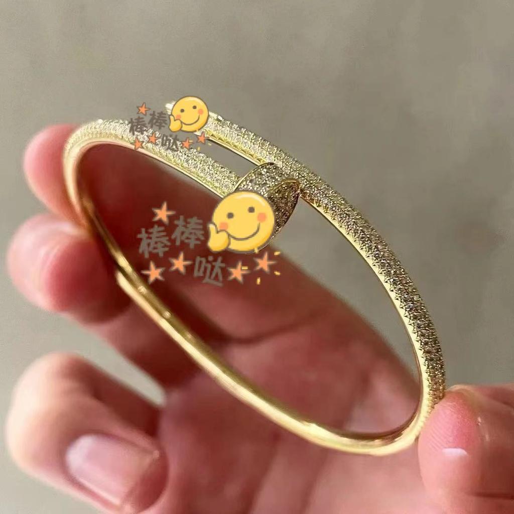 Kajia Nagelarmband Dick vergoldet 18 Karat Gold Glänzendes Armband Voll mit Diamanten Kopf und Schwanz Diamant Schmuck Für Männer und Frauen Geometrie