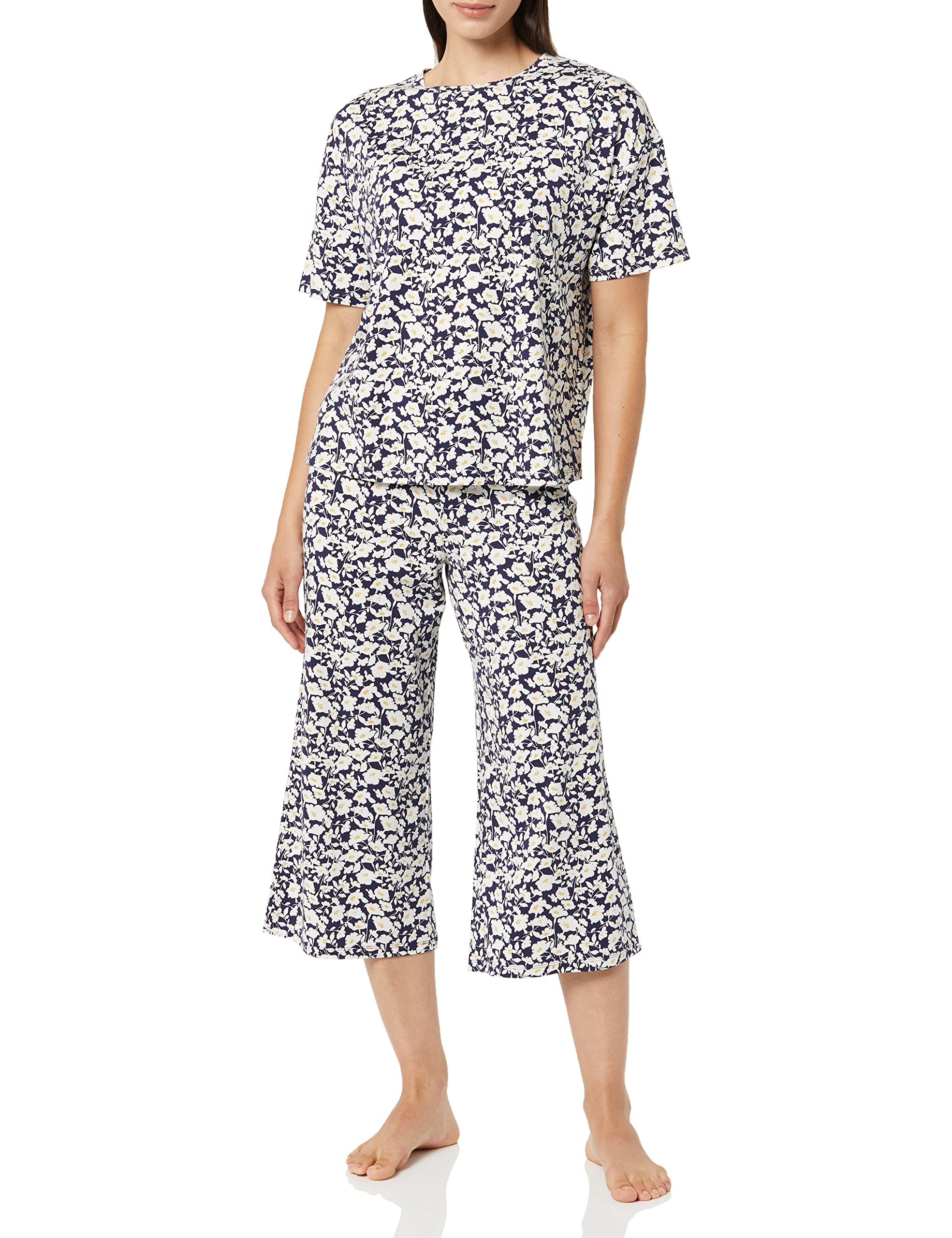 

Amazon Essentials Navy Jersey Pajama Set with Silhouette Floral Size Small Women s Print,