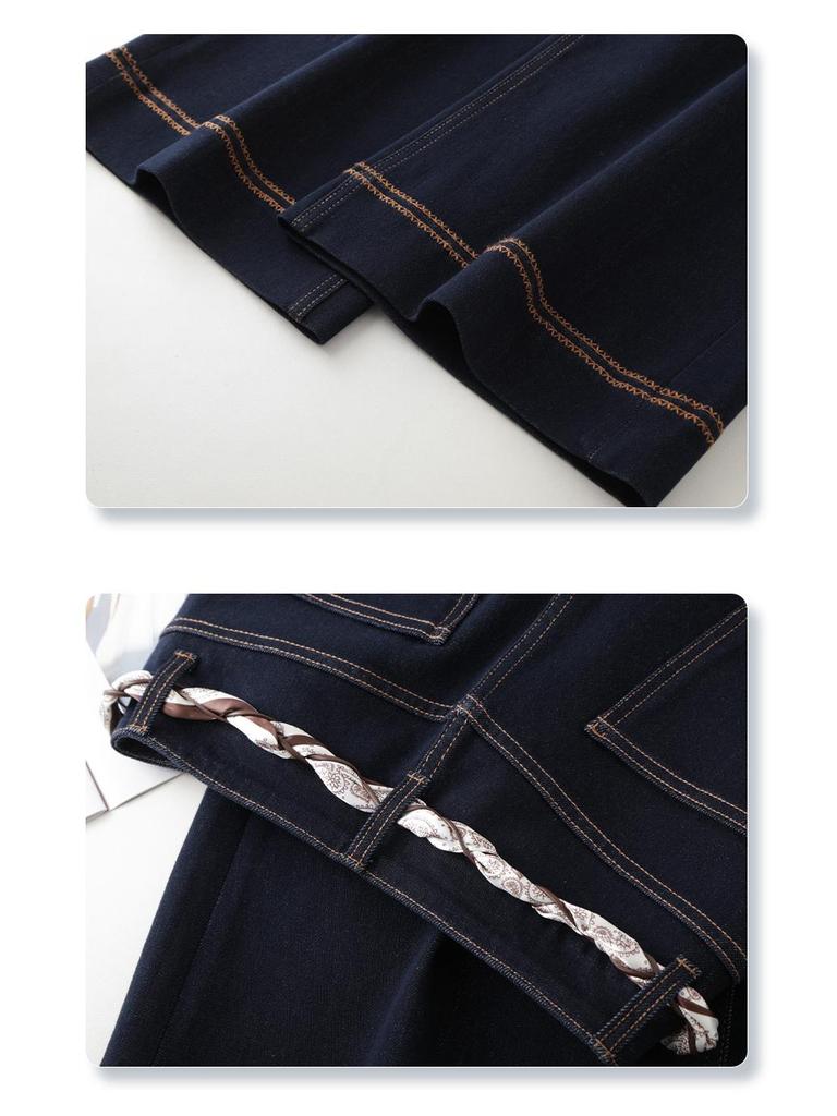 Women's Dark Blue High-Waisted Wide-Leg Jeans - Slimming Pear Shape, Versatile Straight Leg for Autumn 2025