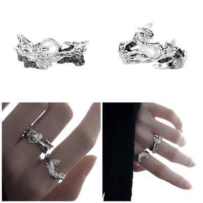 Fashionable Adjustable Sun and Moon Couple Rings Sturdy Alloy Comfort Fits Jewelry Accessory for Daily Casual Use