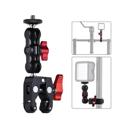 Camera Clamp Mount Stand Super Clamp 360° Ballhead Magic Arm Double Ball Head Adapter for DSLR Camera/Gopro/LED Lights/phone