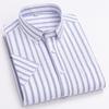 Men Oxford Short Sleeve Summer Plaid Shirts 100% Cotton Breathable  Striped Male Clothes Business Regular Fit Short Shirts