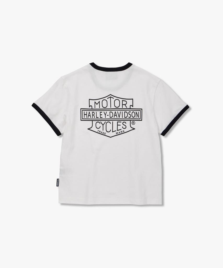 HARLEY-DAVIDSON COLLECTIONS® [Women'S] Harley Bar & Shield Crop Ringer Tee White_Hh26111057
