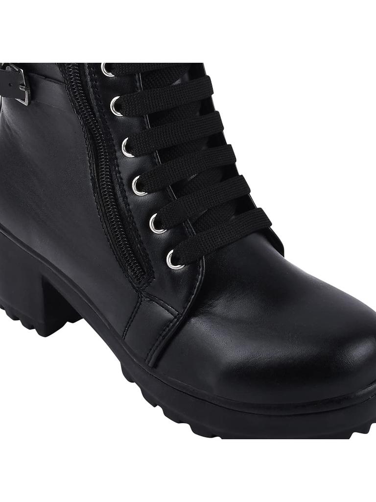 Shoetopia Womens Chunky Heel Short Booties with Non-Slip Sole, Comfortable Trendy Ankle Boots | Soft Cushioned Sole | Casual, Party & Winter Wear