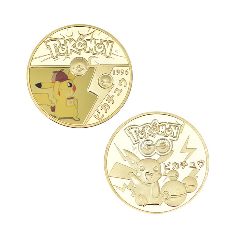 Pokemon Pikachu Commemorative Coin With Gift Box Cartoon Anime Commemorative Badge For Fans