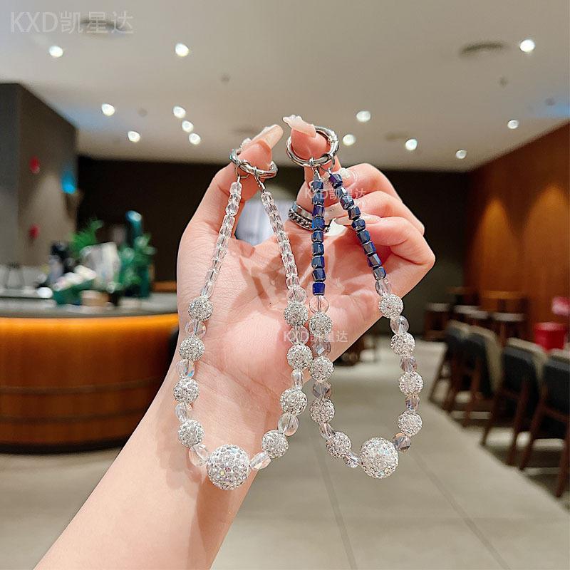 High-End Strasskugel Handykette Ins Mode Damen Handgelenk Hängende Dekoration Handyhülle Anhänger Glänzende Strass Perlen Hängekette