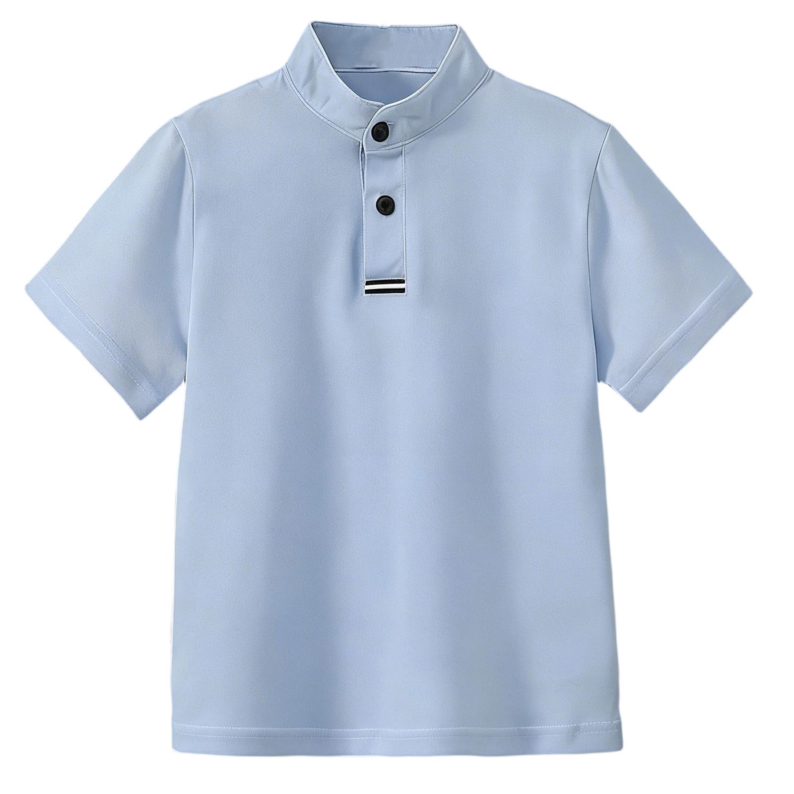 

Children s Fashionable Stand Collar Button Short-sleeved Shirt 130