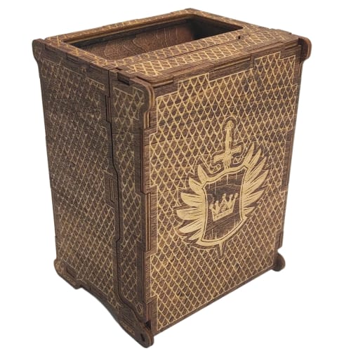 FOXBITE Dungeons and Dragons Dice Tower - Wooden Laser-Etched DND Dice Scroll with Portable Folding Tray