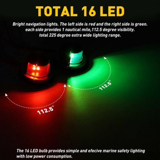 2Pcs Marine Boat Yacht 12V Pontoon Stainless Steel LED Bow Navigation Lights New