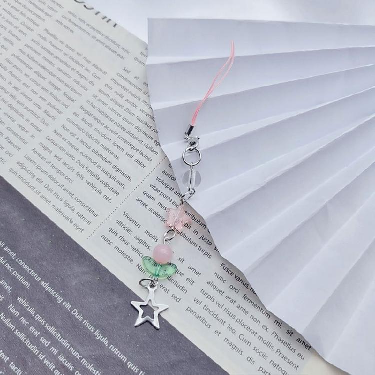 Flower Phone Accessory Peach Phone Lanyard Star Bag Pendant Beads Pendant Suitable for Parties and Casual Outfits
