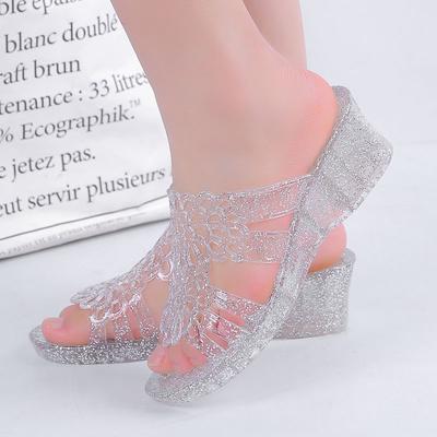 Summer Sandals Female Crystal Jelly Shoes Beach Shoes Slip Plastic Transparent Shoes Women Sandals Pvc Jelly Sandals
