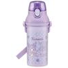Children's Plastic Water Bottle, 480ml, One-Push Closure, Antibacterial, Child-Friendly, Lightweight, Made In Japan, Sanrio Kuromi Big Ribbon,