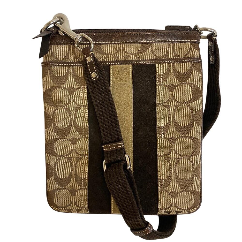 COACH Pochette Signature canvas Shoulder Bag Brown canvas Women Used