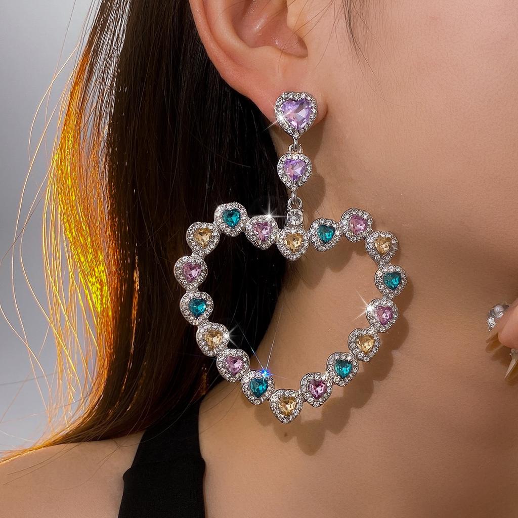 Exaggerated Hollow Heart Earrings - Dopamine Chic  Fresh  Unique  and High-end Earrings