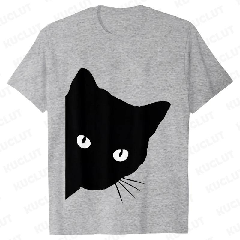Funny Black Cat Men T-shirt Summer Harajuku Fashion Male Breathable Aesthetic Oversized Clothing Ulzzang Tees Graphic Y2k Tops