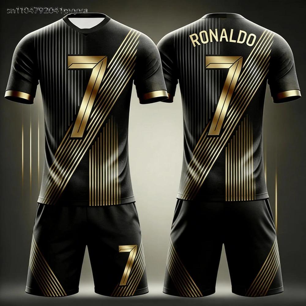 26 Yeni Havalı Degrade Futbol Forması # Ronaldo # 7 Yetişkin/çocuk Ebeveyn-Çocuk Forması Kısa Kollu Şort Spor Seti Çocuklar