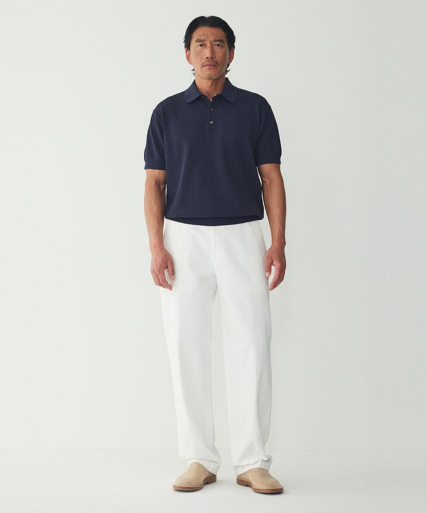 MAN ON THE BOON Textured Short Polo_Navy 4716113025