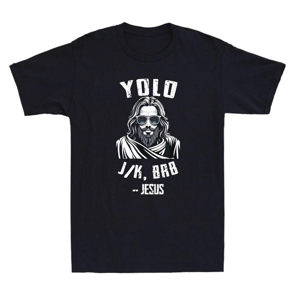 Yolo Jk Brb Jesus Funny Easter Day Bible Christian Easters Vintage Men s T-Shirt XS