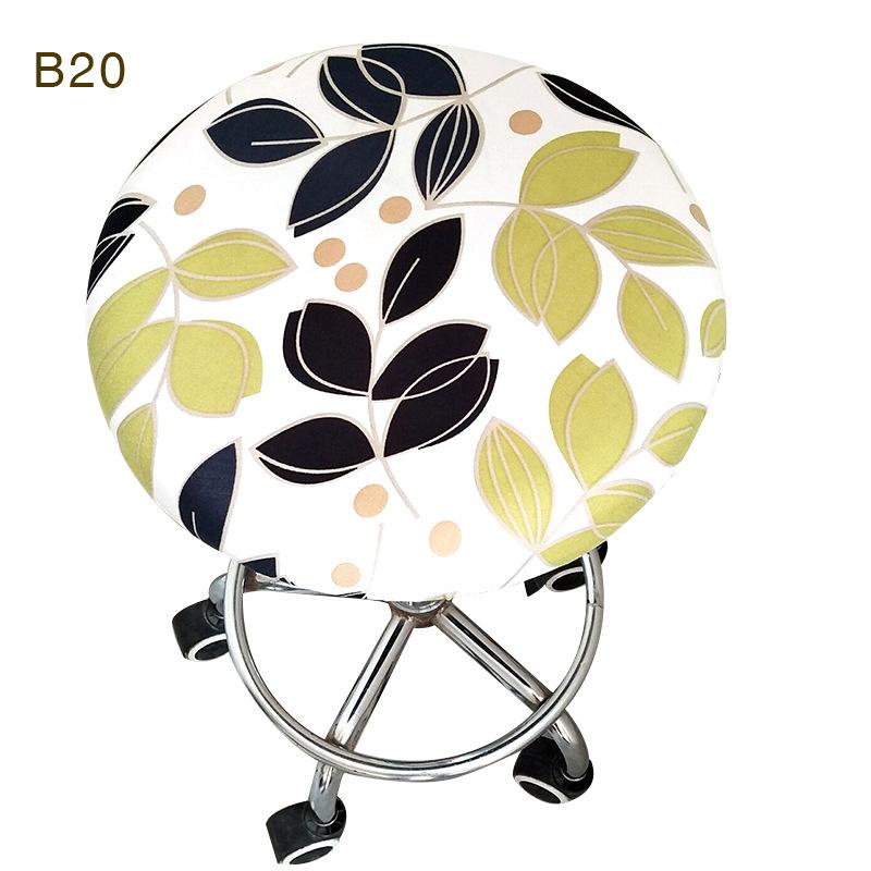 LIUXDIV Rundt Stoltrekk Barstoltrekk Elastisk Setetrekk Hjemmestol Slipcover Blomstertrykt Husholdningsartikler Rund Krakk