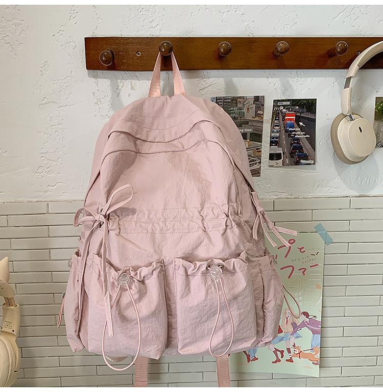 Schoolbag large capacity backpack solid color female junior high school student high school student schoolbag female college style small fresh casual