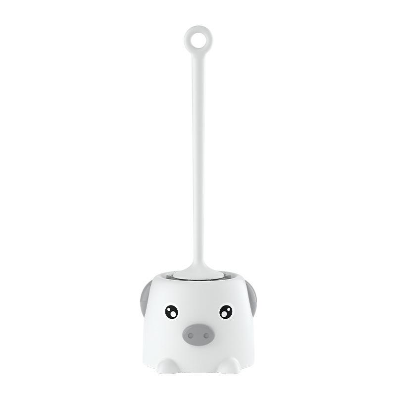 Pig-Themed Toilet Brush Set with Long Handle and Soft Bristles for Efficient Corner Cleaning