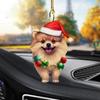 Christmas Dog Rearview Mirror Pendant Car Ornament Decoration Cute Puppy Wearing Christmas Hat Christmas Tree Decorations Car Accessories