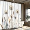 1pc Dandelion and Weeds Shower Curtain - Watercolor Style with 12 Hooks, 70x70 Inches, Minimalist Natural Bathroom Decor, Hand