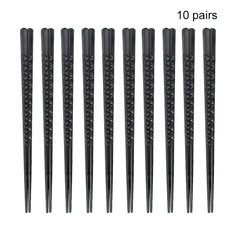 10-Pairs Fiberglass Chopsticks With Carved Reusable High Temperature Resistant Non-Slip Housewarming Gift
