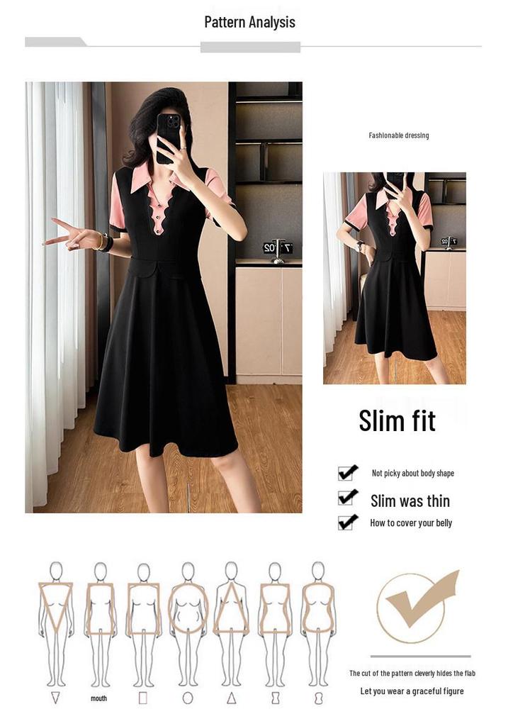 Color-Block Chic Plus Size Two-Piece Look Dress - Short Sleeve Summer Fashion for Women