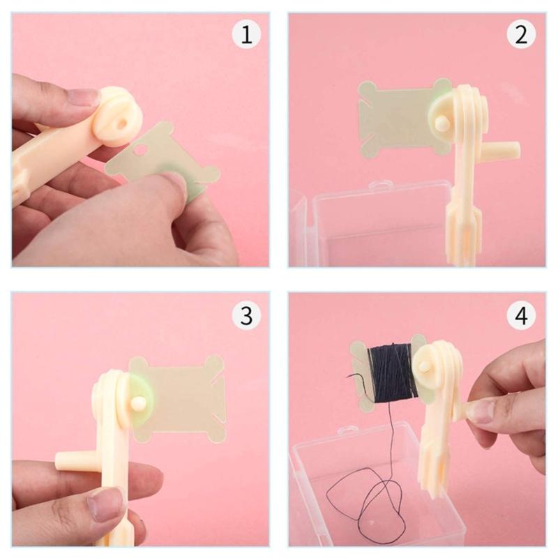 Floss Winder with Embroidery Thread Bobbins Embroidery Thread Cards Crosses Stitching Yarn Cards Floss Bobbins for Craft
