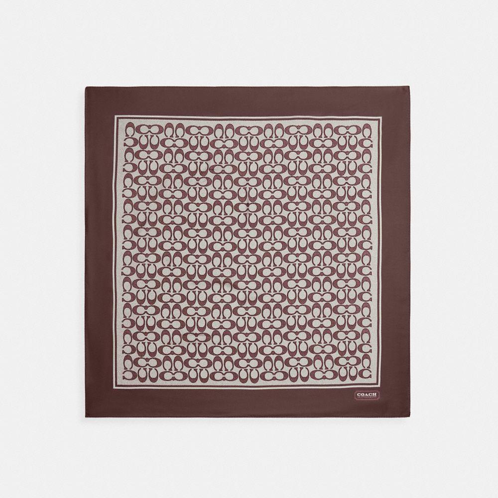 COACH Textured Signature Print Silk Square Scarf C2755 Mpl