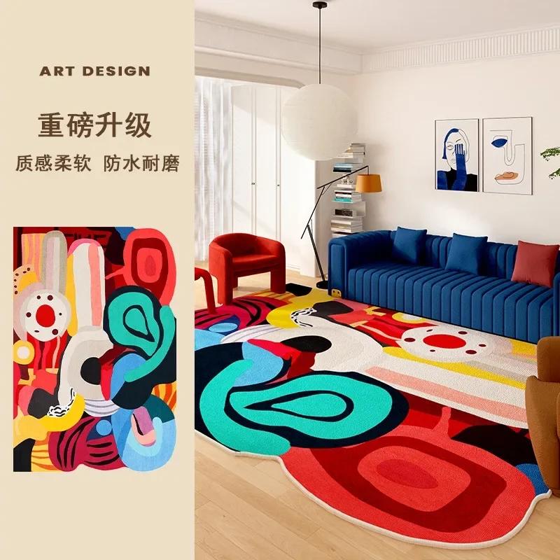 Living Room Carpet Art Irregular Color Abstract Home Bedroom Bedside Mat Easy To Care Cloakroom Coffee Table Rug Tapis 