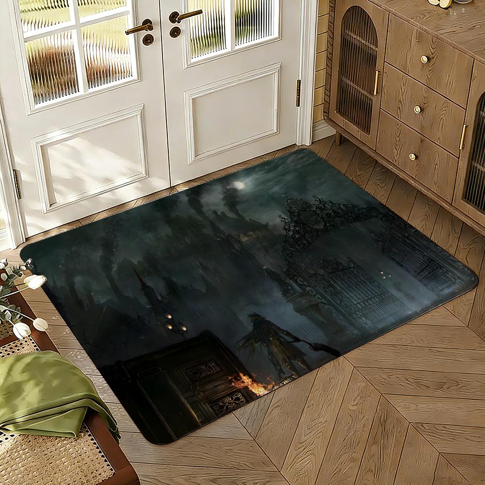 Blood-borne game Floor Mat Soft Thickened Absorbent Non-Slip Bedroom Living Room Door Mat Home Decor Flannel Rugs