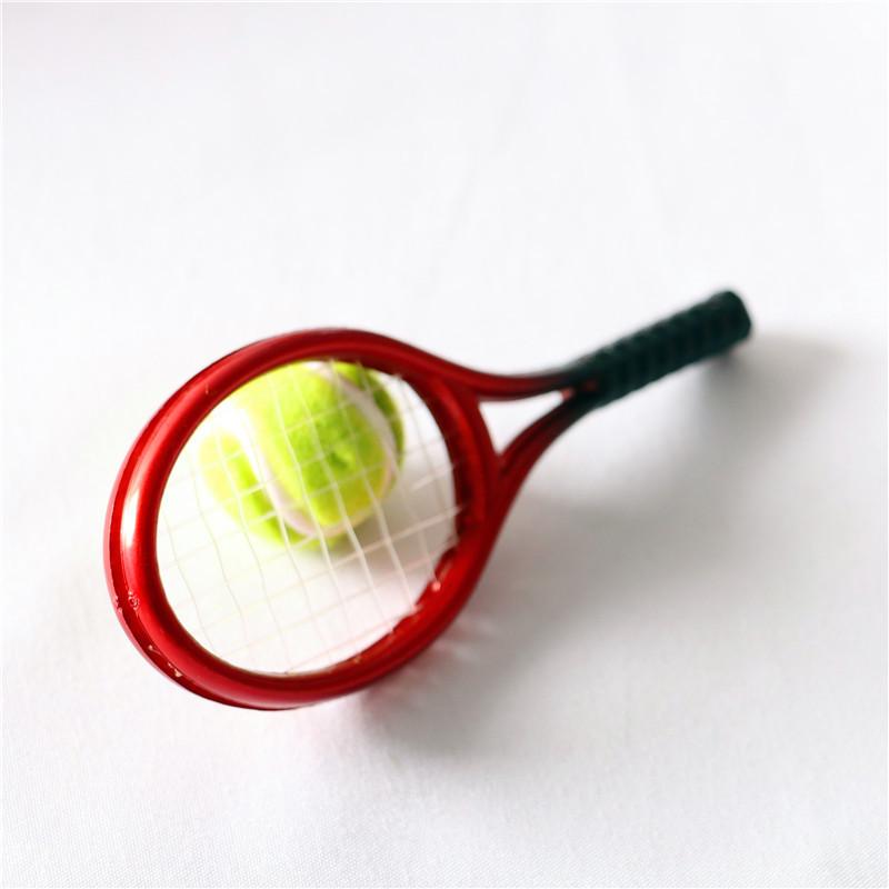 Miniature Dollhouse Tennis Racket & Ball Set - Sports Accessories