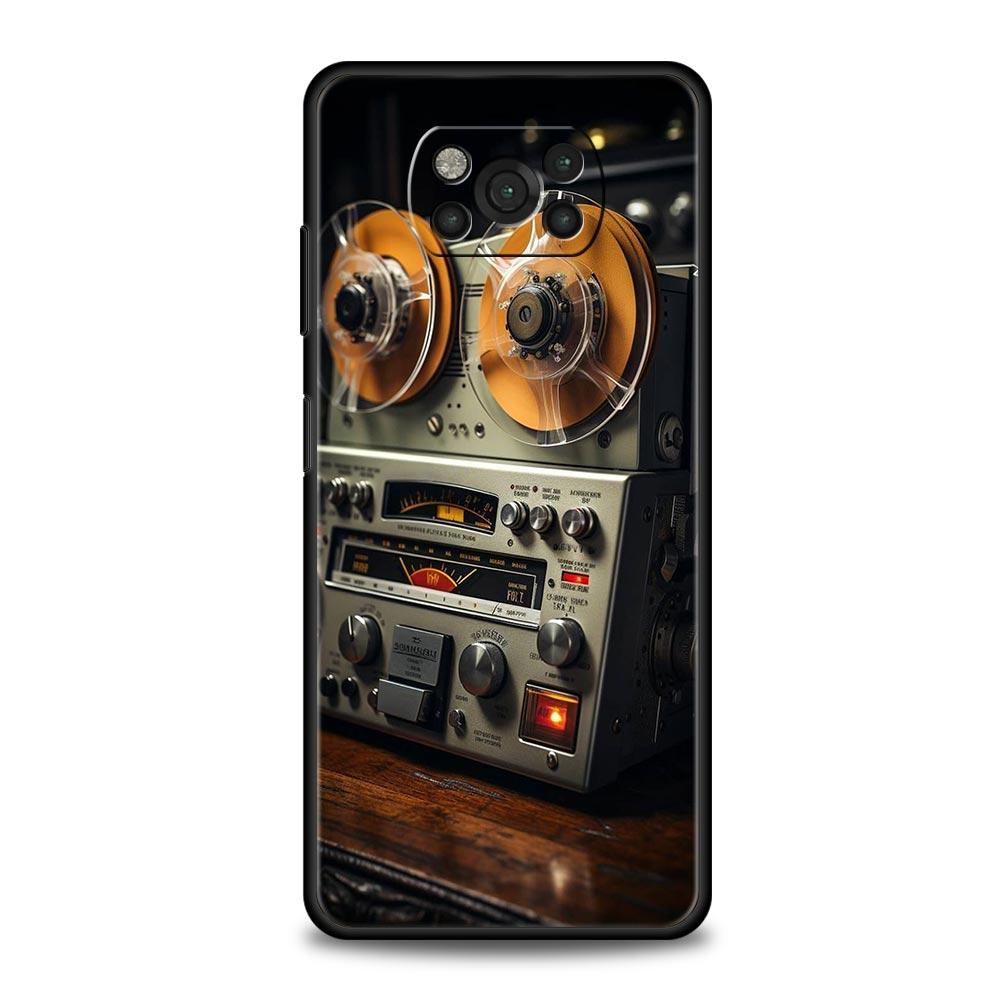 Retro Recording Device Phone Case for Xiaomi Poco F7 F6 F5 F4 F3 X6 X5 X4 X3 NFC F7 Ultra M4 C51 C55 GT 5G Soft TPU Cover Fundas