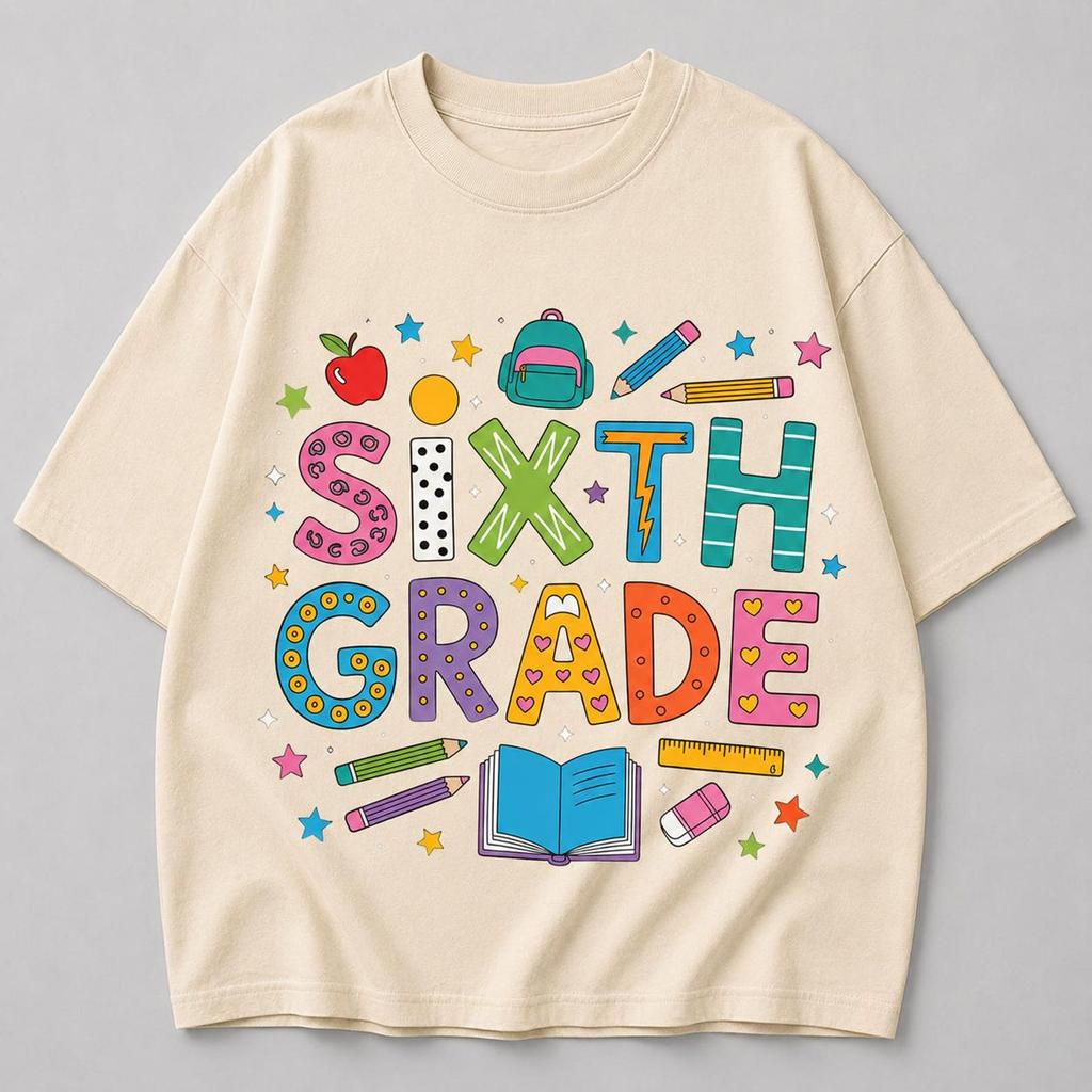 Sixth Grade Back To School Shirt, Cute Student Tee, First Day Of School Outfit, Teacher Appreciation Shirt, Colorful Classroom Graphic Tee