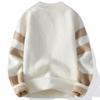 Classic Crew Neck Sweater Color Block Design Pullover For Men