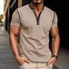 Men's Short Sleeved Lapel Collar T-shirt Casual Round Neck Top