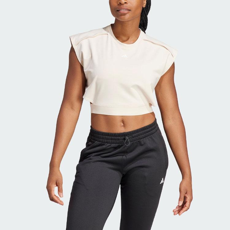 Adidas Power Aeroready Crop Training Фитнес Футболка с короткими рукавами Женские топы — фото 2