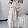 Popular Resort-Style Lace Cutout Sleeveless Dress with Ethnic Lace-Up Vest