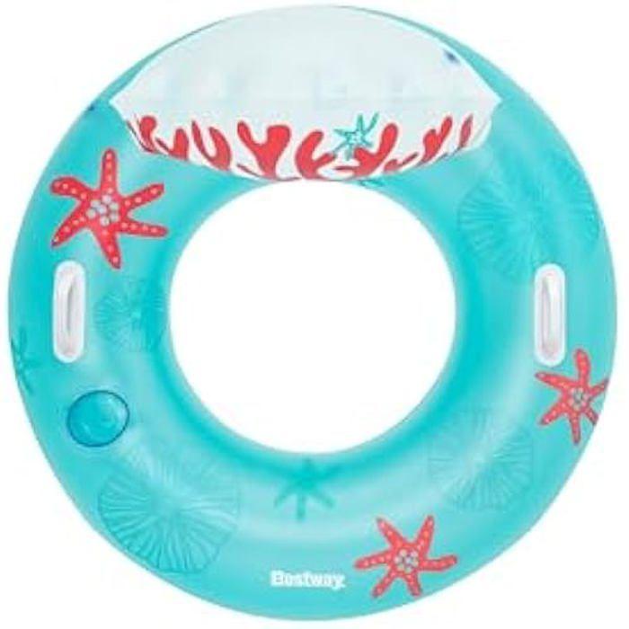 Bouée Gonflable - BESTWAY - 97 Cm - Design Corail - Poignées Résistantes - Porte-gobelet