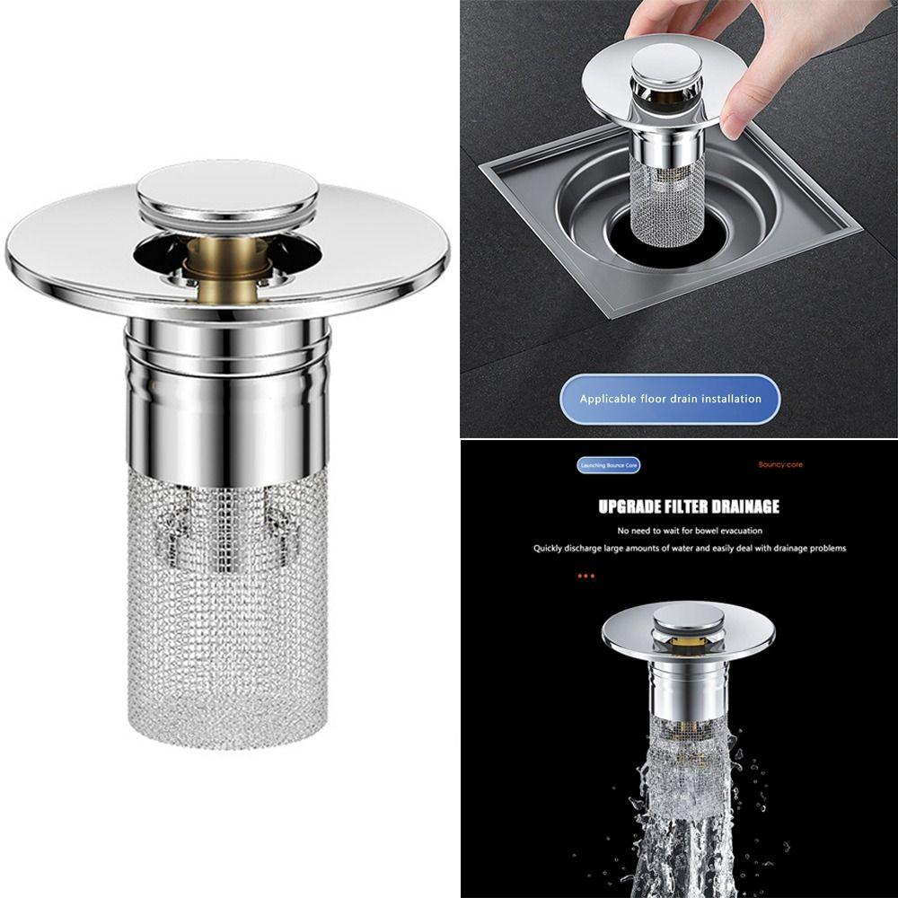 Stainless Steel Pop Up Drain Filter Hair Trap Washbasin Bounce Core  Bathroom Accessory