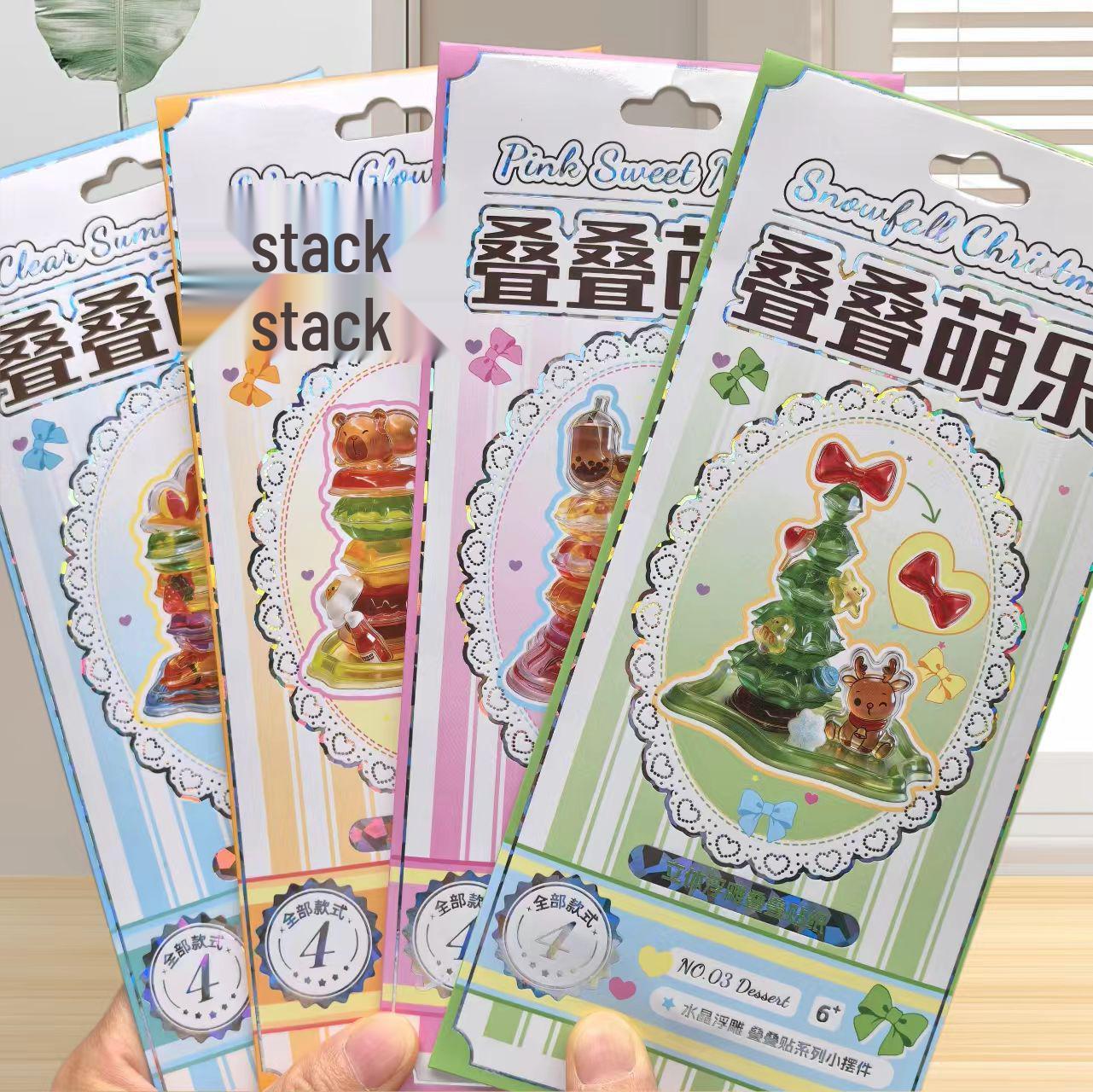3D Crystal Embossed Hello Kitty Cartoon Stacking Toy Stickers for DIY Crafts 3D Yellow Party