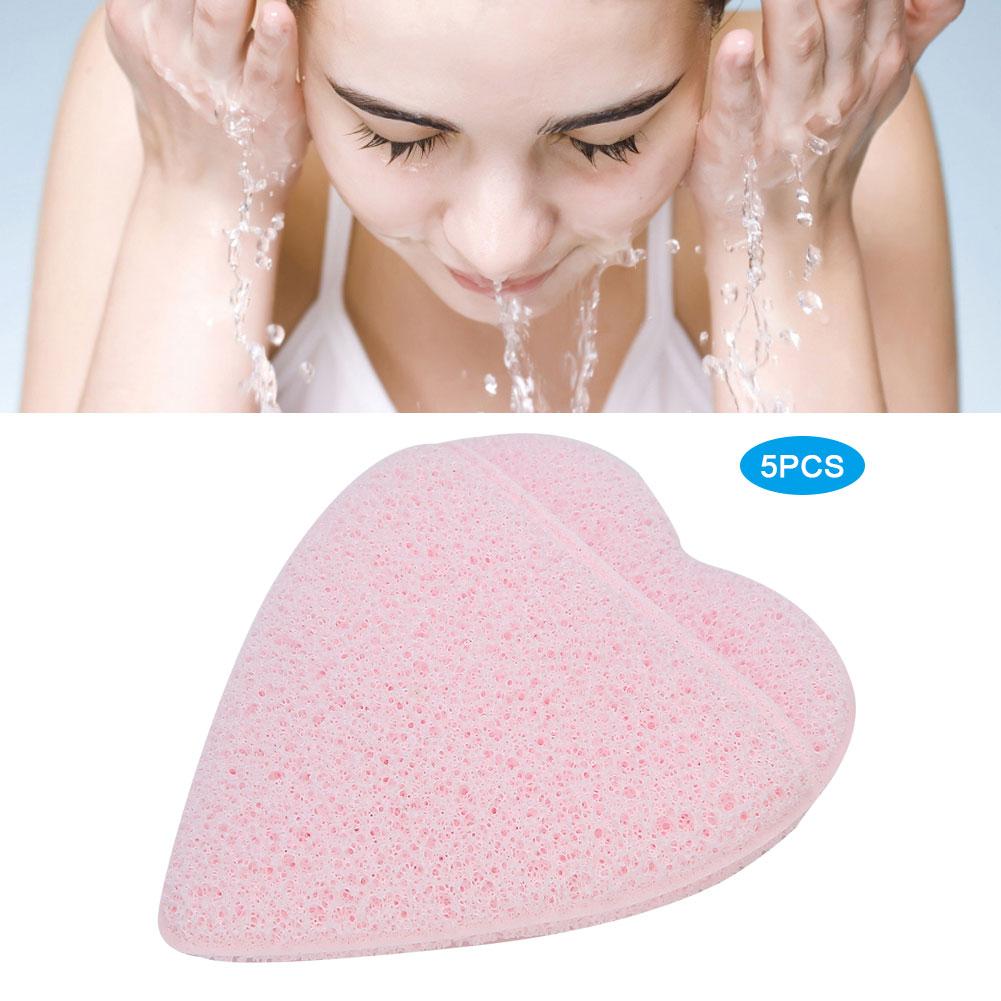 Heart Shaped Face Cleaning Sponge Exfoliating Makeup Removal Face Washing Pads Face Puff