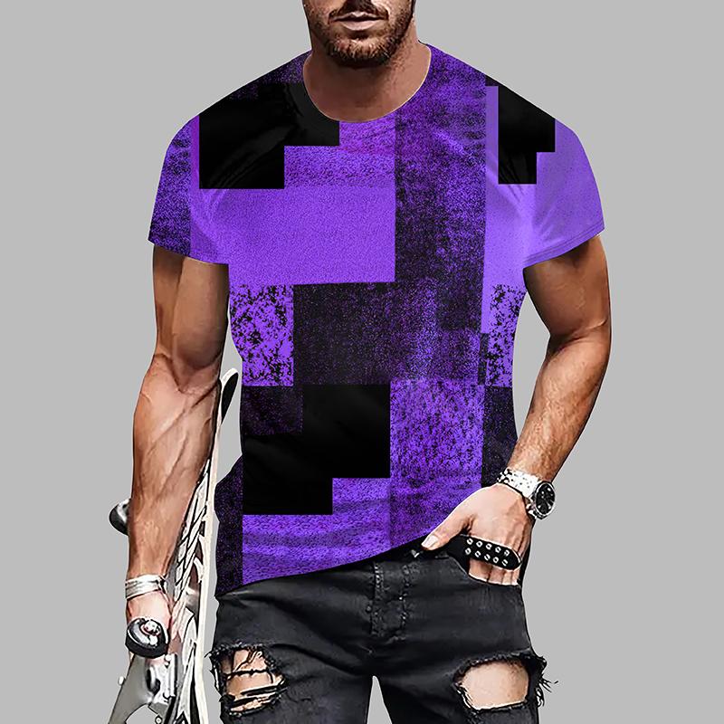 New Summer Men's Fashion T-shirt Personality Geometric Figure Printed Men's T-shirt Top