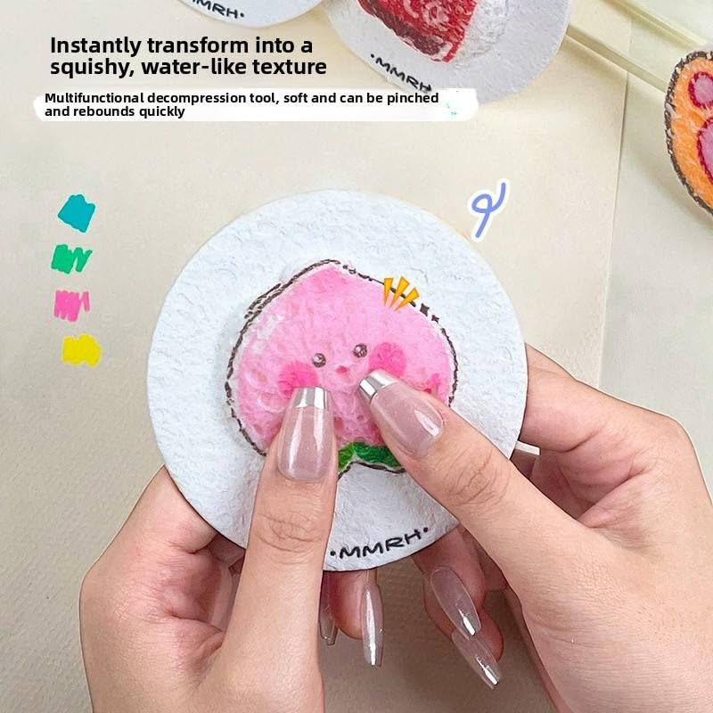 CLAFTLAB SAIL Sponge Paper, Water-Swellable Paper, 20 Sheets, Heart and Round Shapes, 3D Art, DIY Craft Supplies Kit, Summer Vacation, Kids